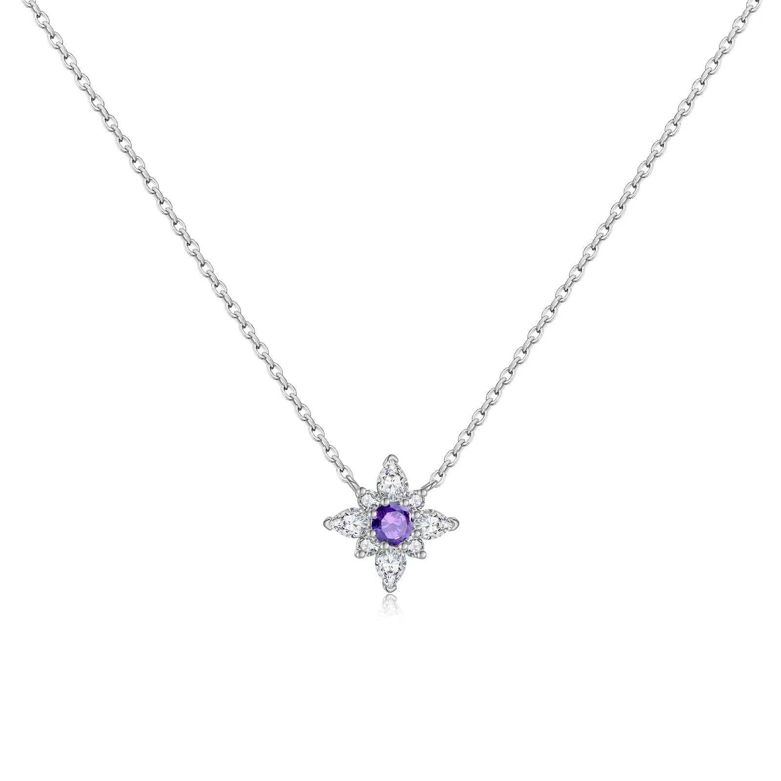 ANDYWEN – collier avec pendentif Floral en argent 925, bijoux en CZ violet et blanc, cadeau romantiq