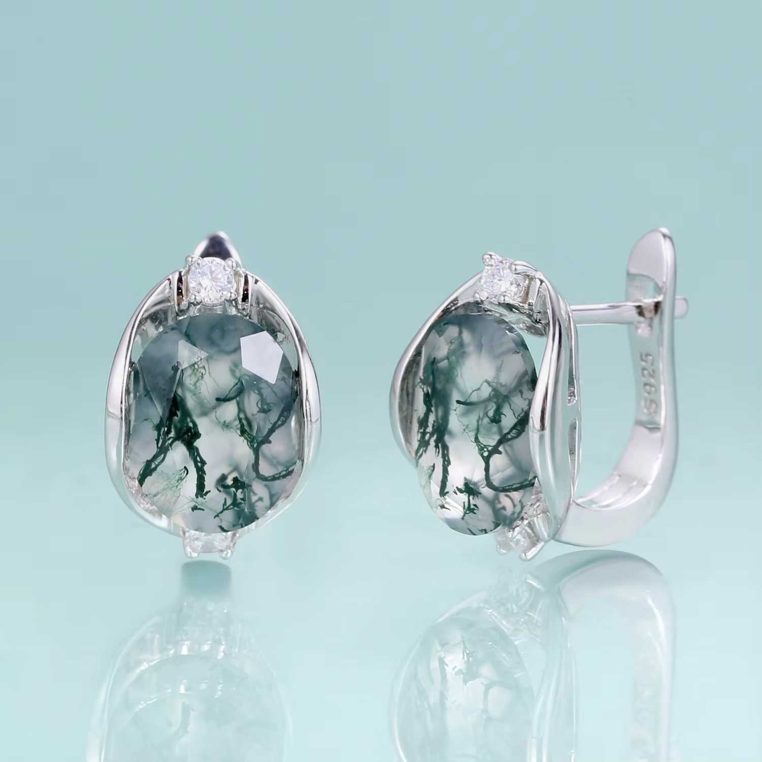 Gem's Beauty – boucles d'oreilles en argent Sterling 925, Design Original, en Agate naturelle, en mo