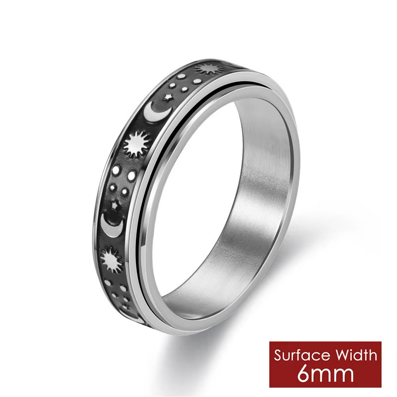 Bague Anti-Stress en acier inoxydable pour femmes et hommes, anneau Anti-Stress avec Spinner et étoi