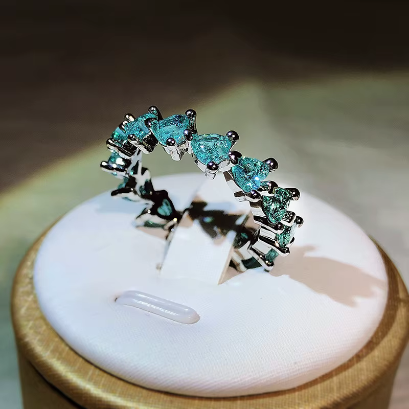 Bague en argent haute définition 925, anneau lumineux en tourmaline Paraiba, couleur de luxe, trésor