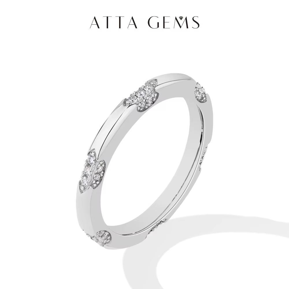 ATTAGEMS-Bagues Moissanite Simples pour Hommes et Femmes, Full D VVl's, Diamond S925 Sterling Silver