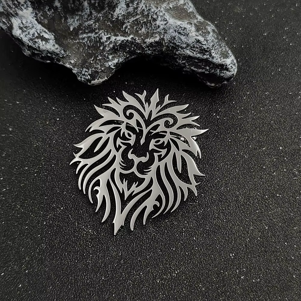 Broche couronne Lion avec roi pour hommes, Punk Animal en acier inoxydable, boucle de cravate, bijou