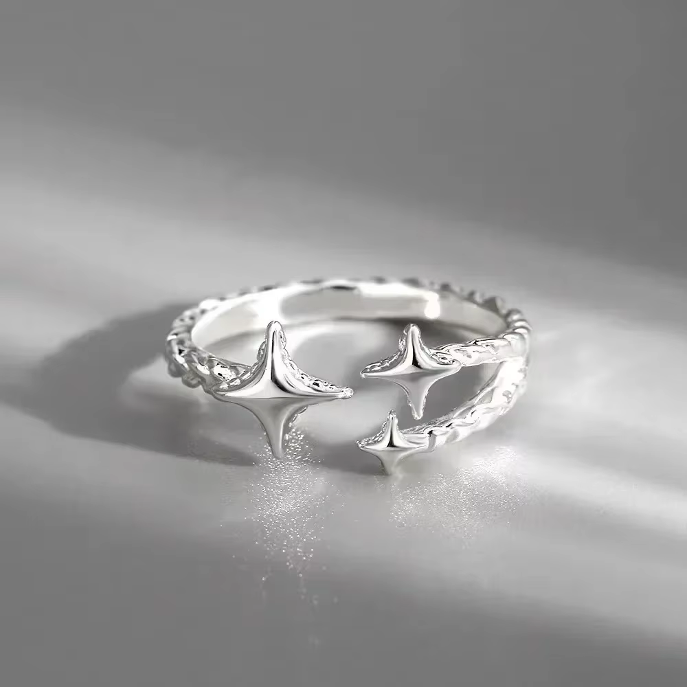 Bague ouverte en argent sterling 925 pour femme, bijou de mode fait main, lignes géométriques irrégu