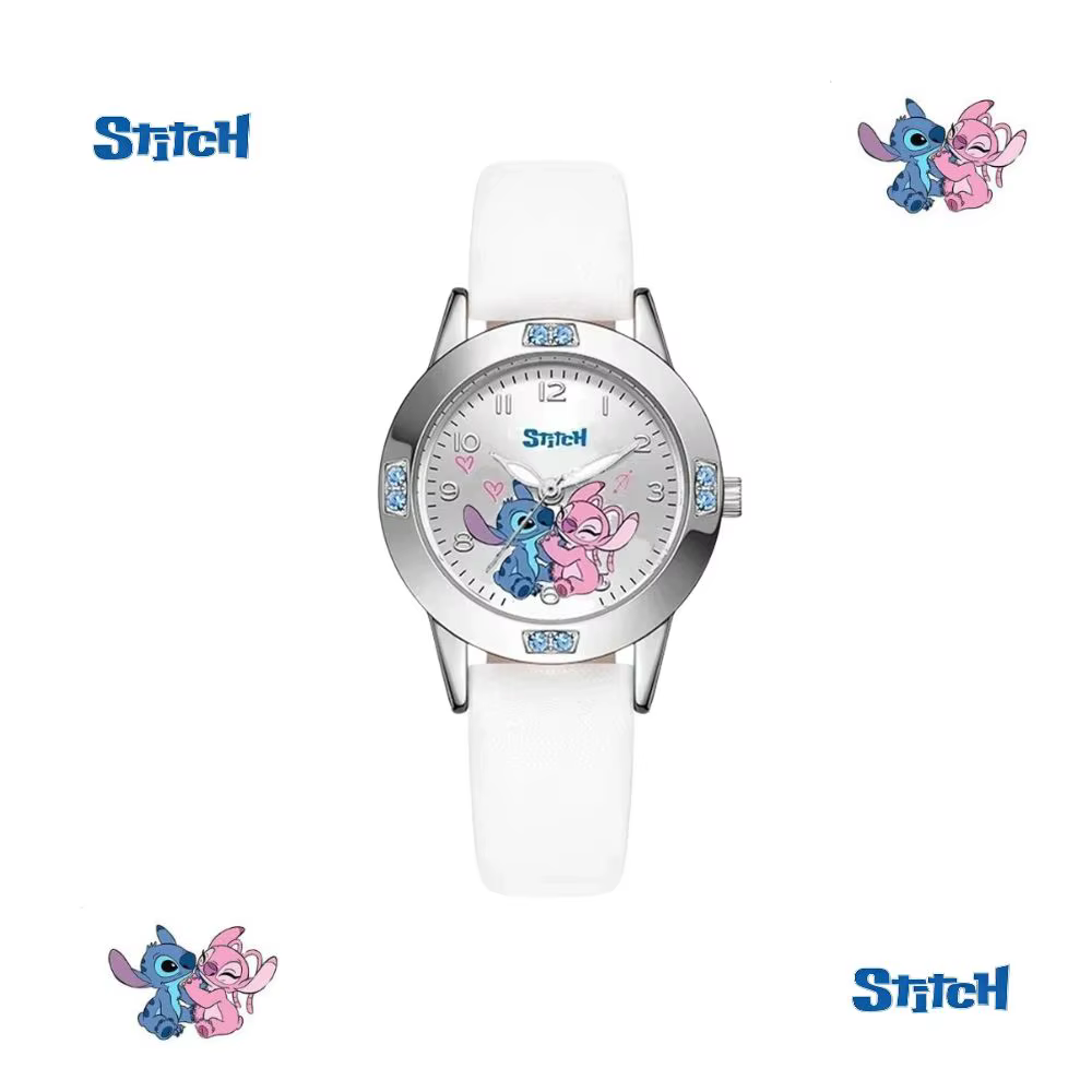 Montres pour filles à motif de dessin animé, bracelet en cuir, montre pour enfants avec cadran en st