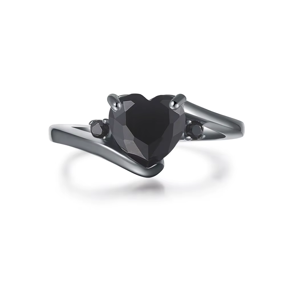 Bagues gothiques Vintage Punk en forme de cœur pour femmes, bijoux Holloween, couleur or noir, bague