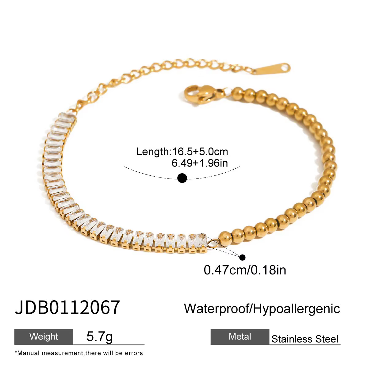 Youthway – Bracelet élégant en cristal bleu pour femmes, minimaliste, en acier inoxydable plaqué or 