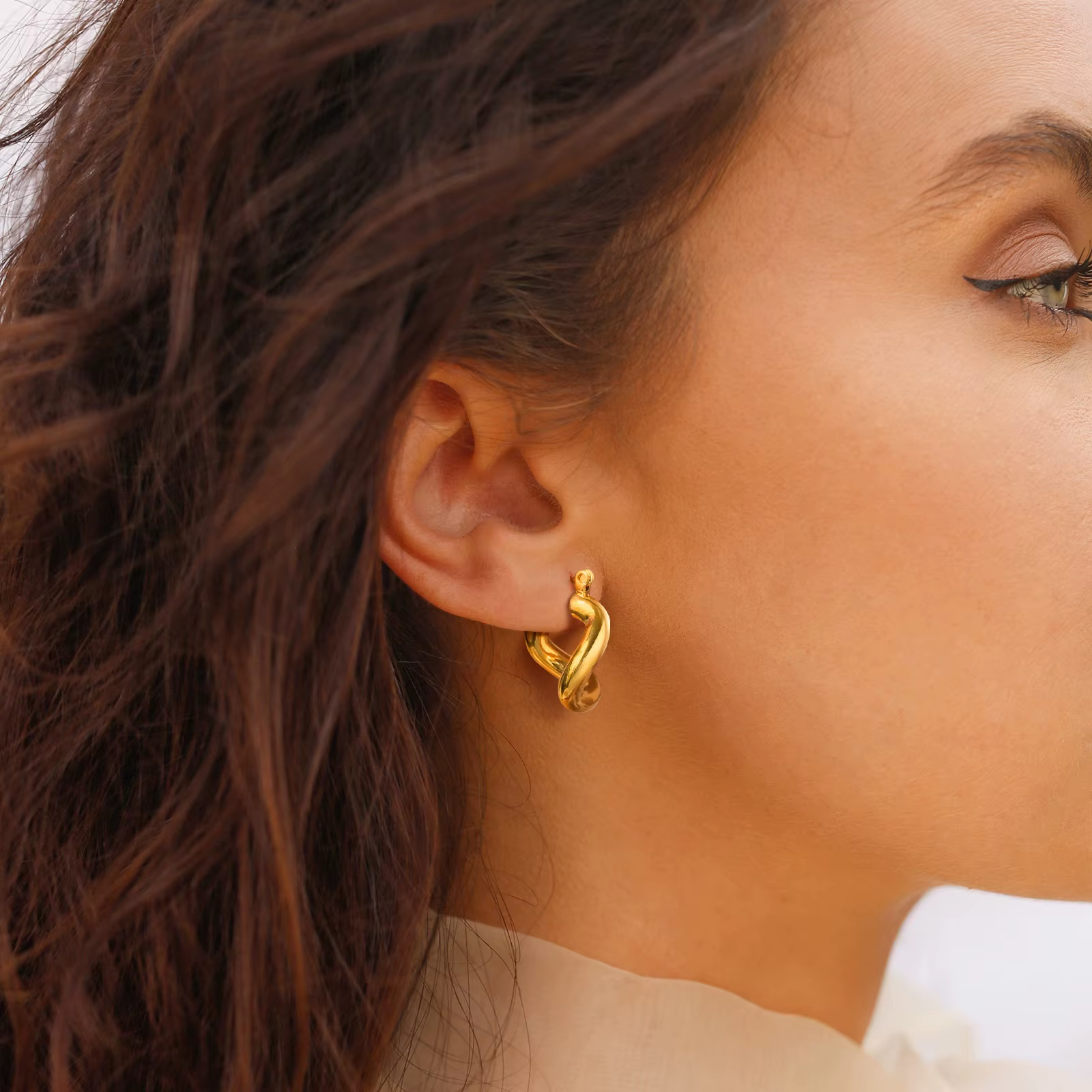 ChimJewelry-Boucles d'oreilles créoles en or pour femmes et filles, cadeaux d'oreille irréguliers gé