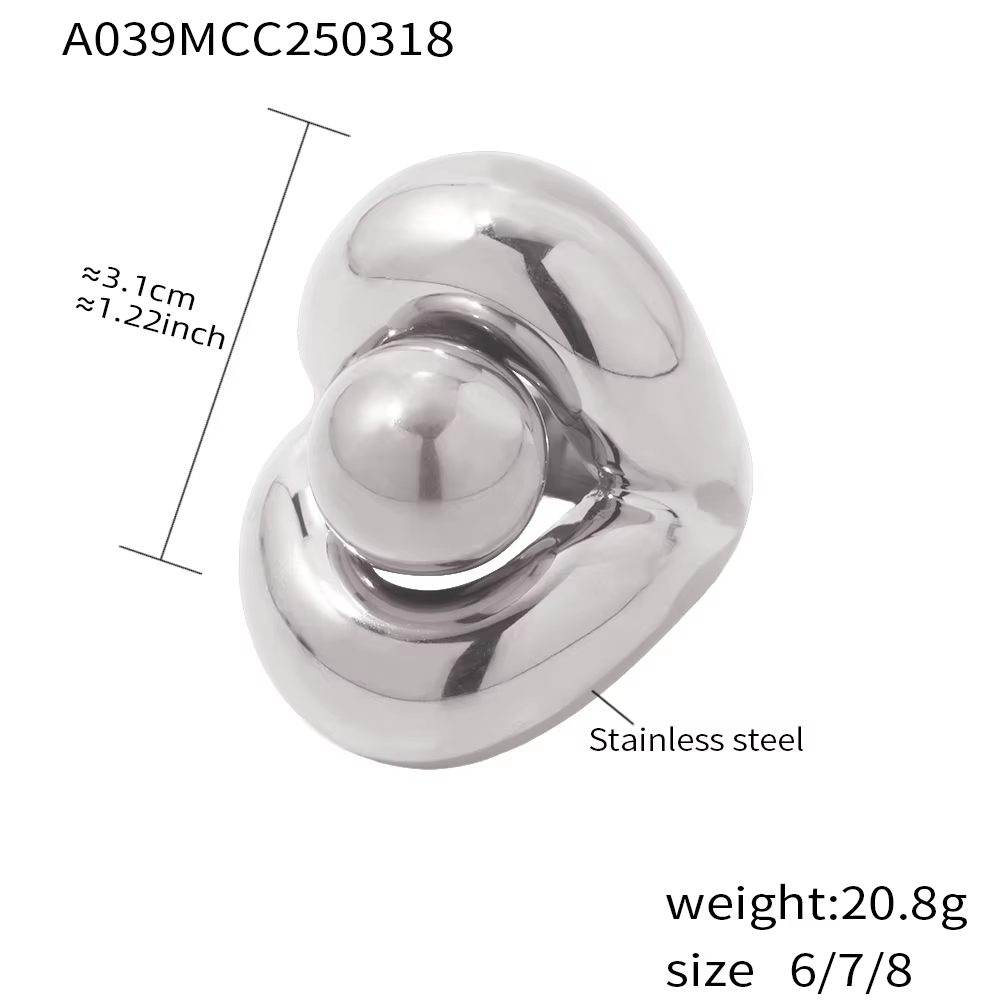 Grands anneaux bicolores pour femmes en acier inoxydable plaqué or 18 carats couleur argent Hyperbol