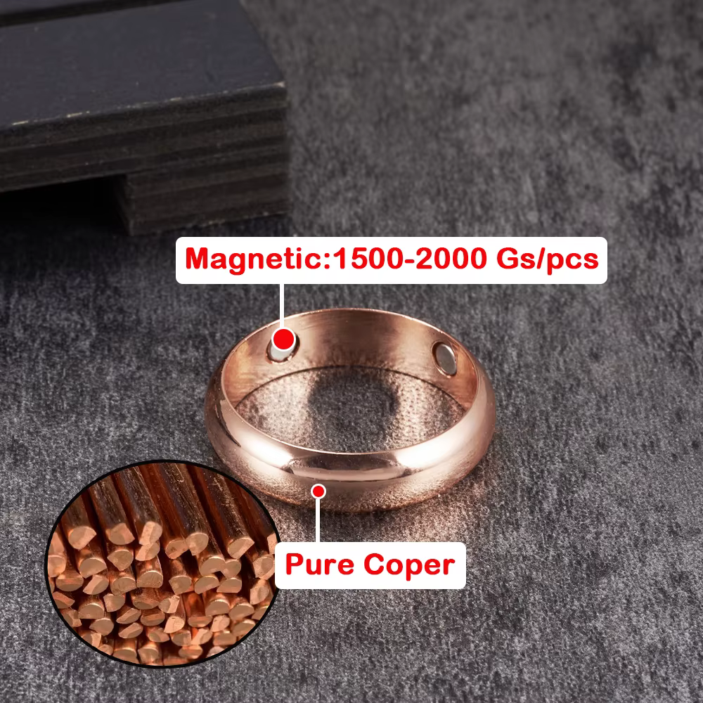 Bagues en cuivre pur Vinterly pour femmes et hommes, 6 mm de large, bijoux pour doigts, métal brilla