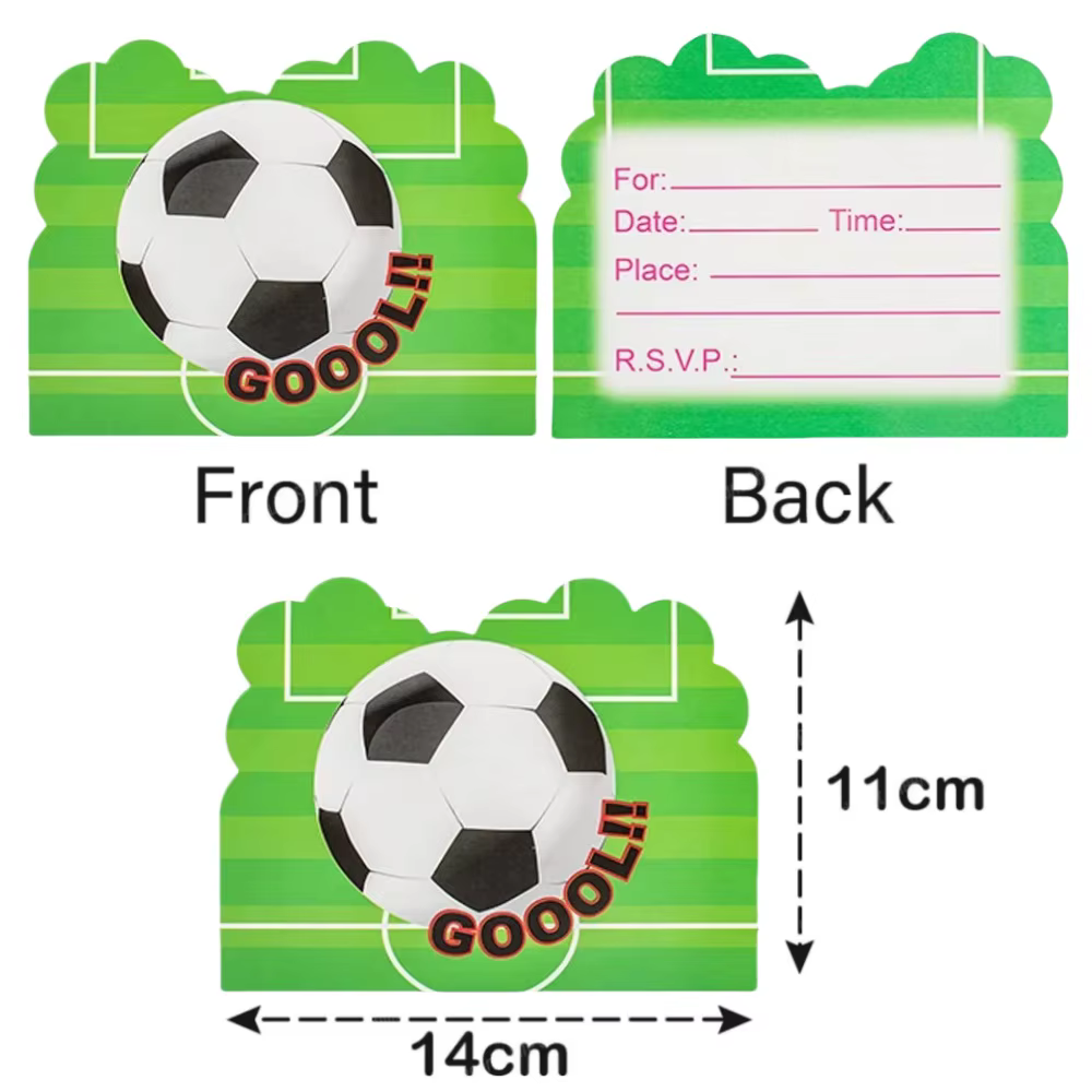 Invitations de fête de football sur le thème du sport pour enfants, cartes d'invitation de dessin an
