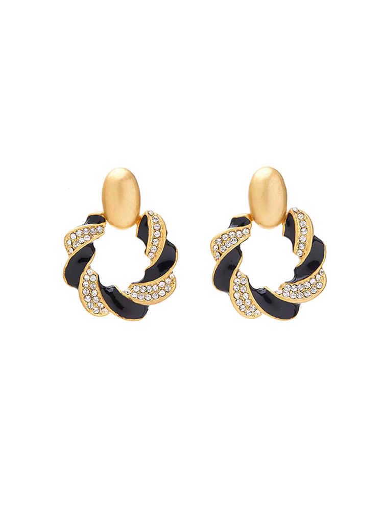 Fraya 2025 Korean Love Hoops - Boucles d'oreilles créoles élégantes plaquées or avec motif romantiqu