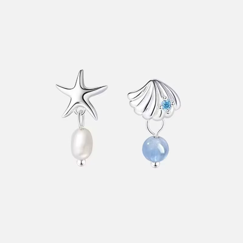 Boucles d'oreilles en argent Sterling 925 pour femmes, perle en Zircon, étoile de mer, pendentif en 