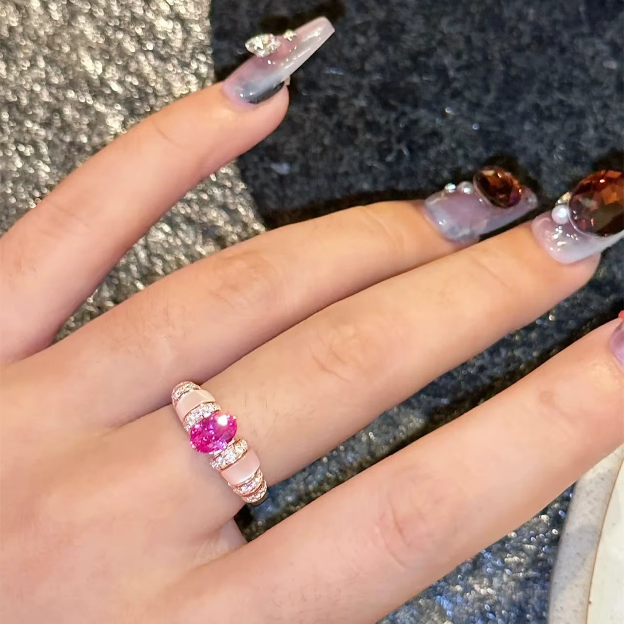 Bagues de Cocktail plaquées or 18 carats, aigue-marine bleue et Tourmaline rose, Bijoux de déclarati