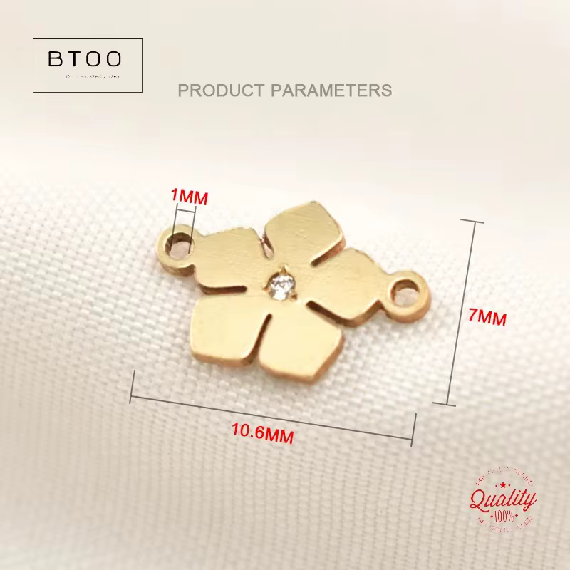 Breloque connecteur fleur de prunier, bijoux remplis d'or 14K pour la fabrication de bracelets et de