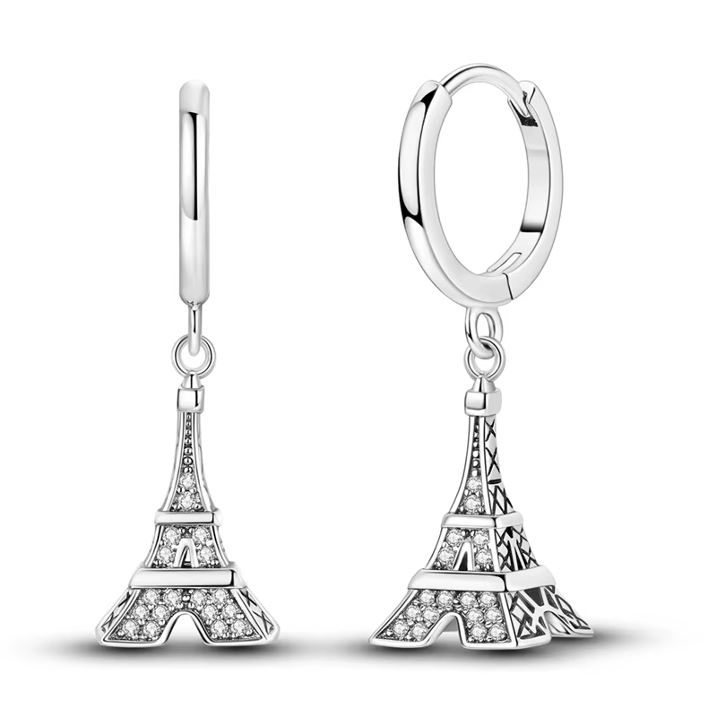 Boucles d'oreilles en argent Sterling 925 pour femmes, tour de Paris, goutte d'eau, pour anniversair