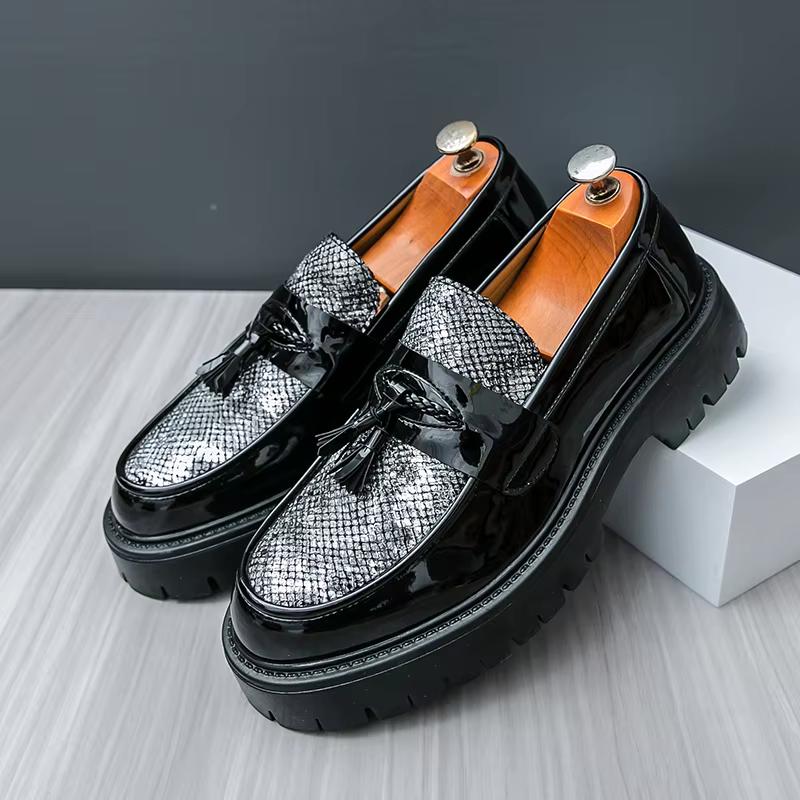 Mocassins à pampilles à plateforme pour hommes, chaussures habillées à enfiler, formelles, Business,