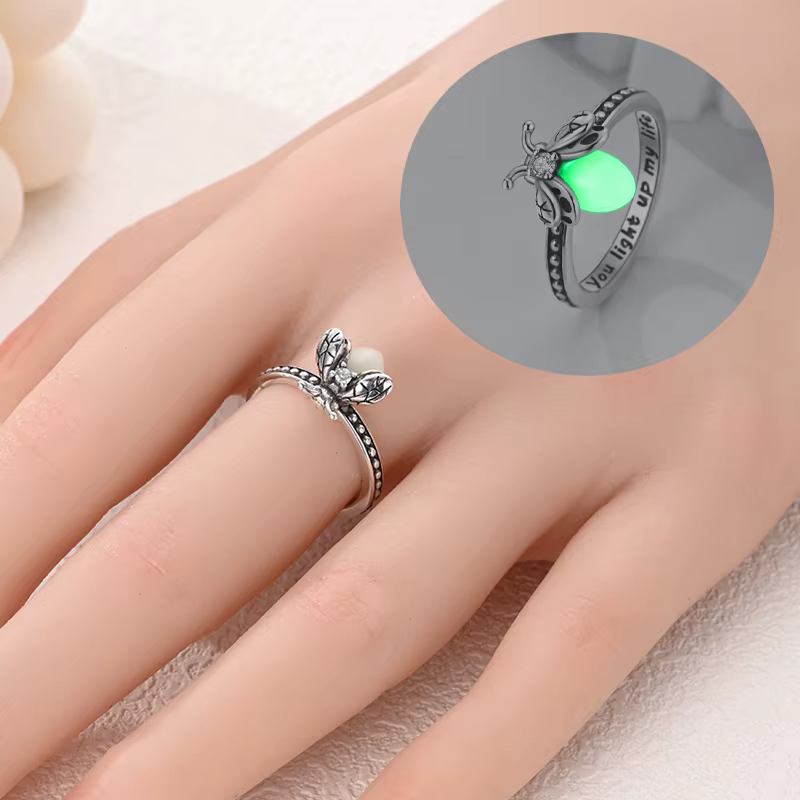 Bague en argent 925 pour femmes, luciole lumineuse originale, bijoux fins classiques à la mode