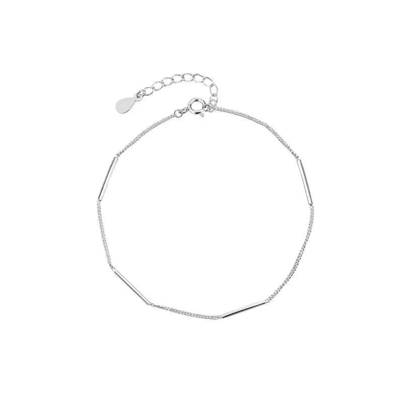 ANENJERY – Bracelet à chaîne fine et délicate pour femmes, Simple, couleur argent, bijoux à main, ve
