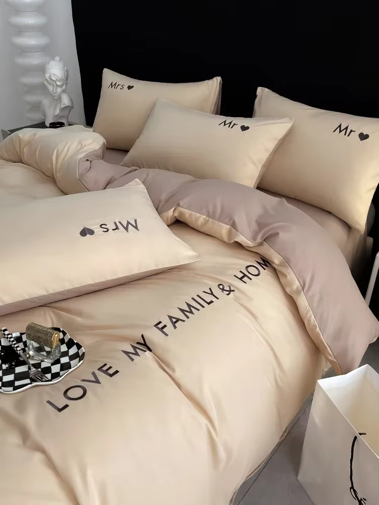 Parure de lit de luxe nordique en coton égyptien, tailles King, Queen, Double, Twin, avec drap, hous