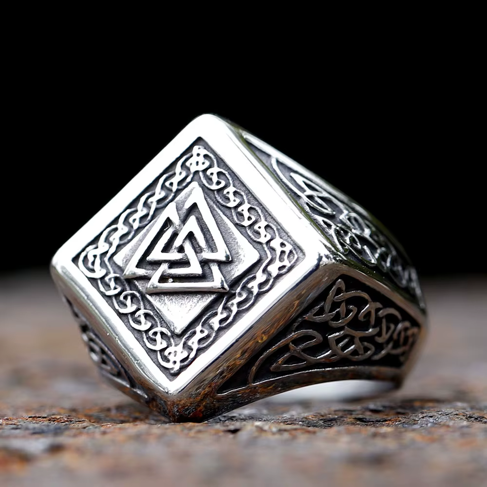 2025 nouveau Vintage 316L en acier inoxydable Viking Valknut amulette anneau Punk femmes hommes unis