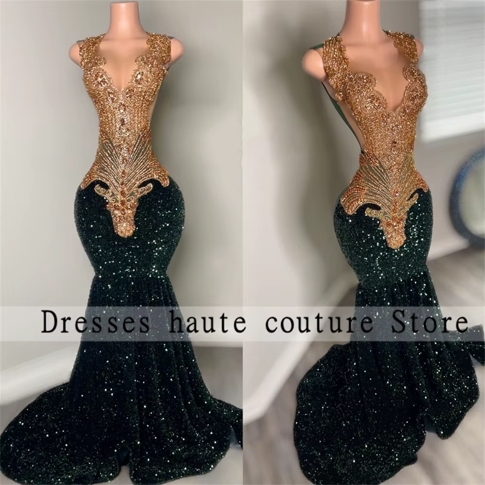 Robe de Rhsirène à paillettes vert émeraude, robe de soirée personnalisée, robe de soirée formelle, 