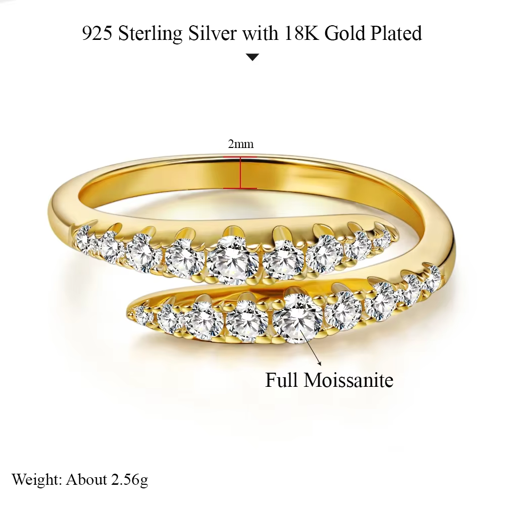 M-JAJA Moissanite serpent bague pour femmes alliance S925 en argent Sterling diamant bagues de fianç