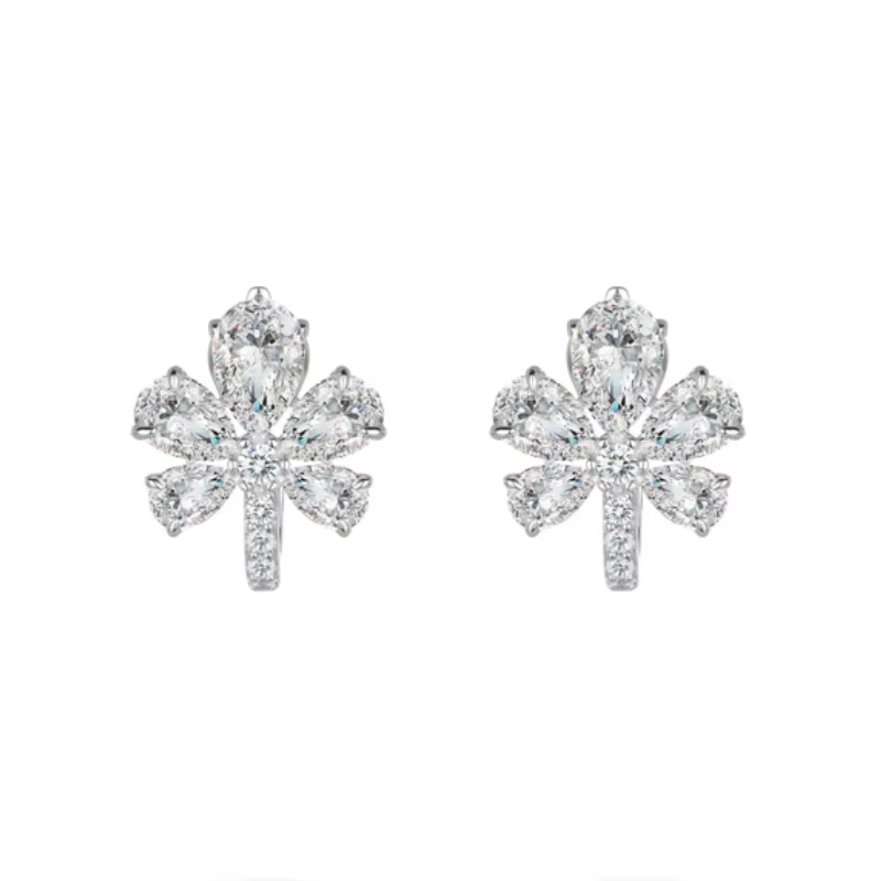 BELLUX – boucles d'oreilles élégantes en argent 925, goutte d'eau, Zircon scintillant, feuille porte