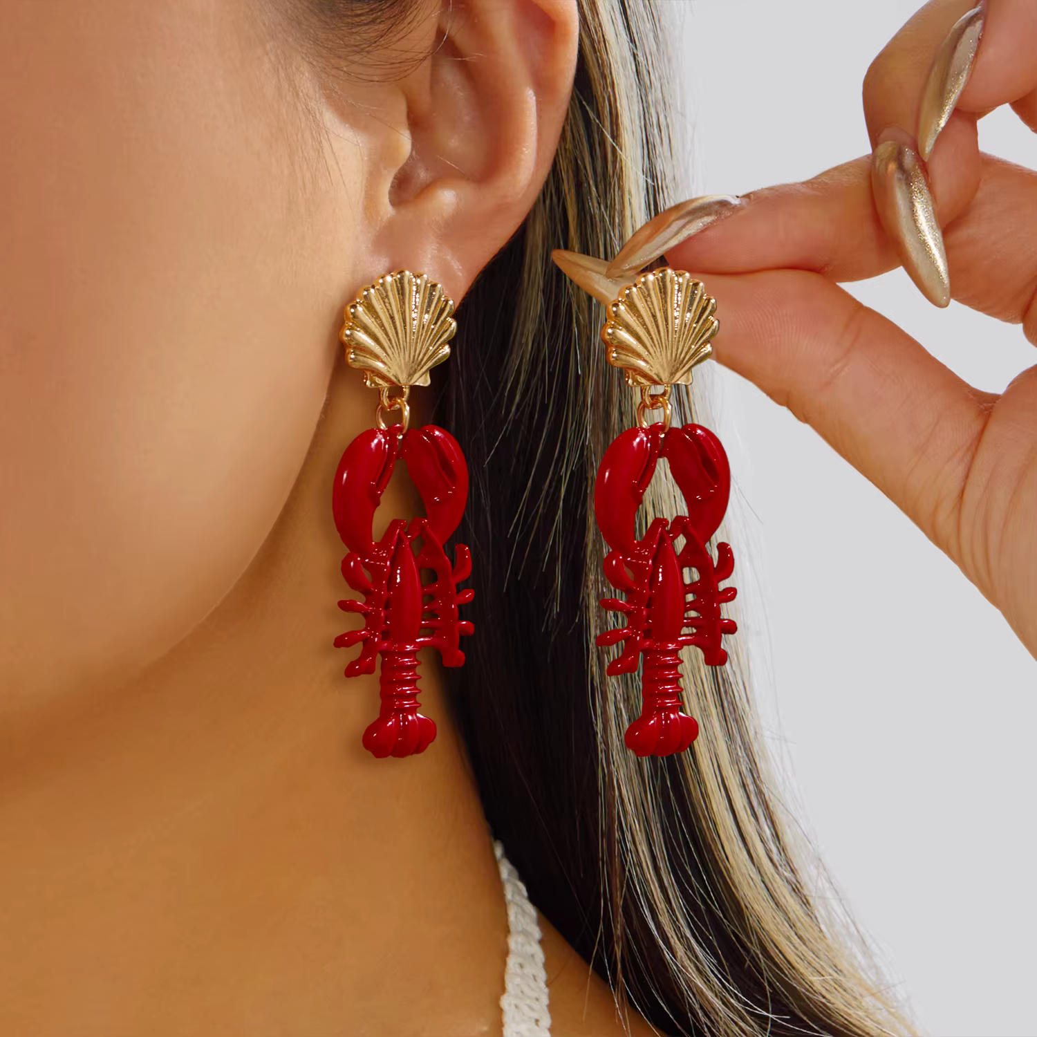 Nouveau Collier Pendentif Homard Bohème pour Femme, Style Océan, Bijou Perlé Homard Animal, Ras-de-c
