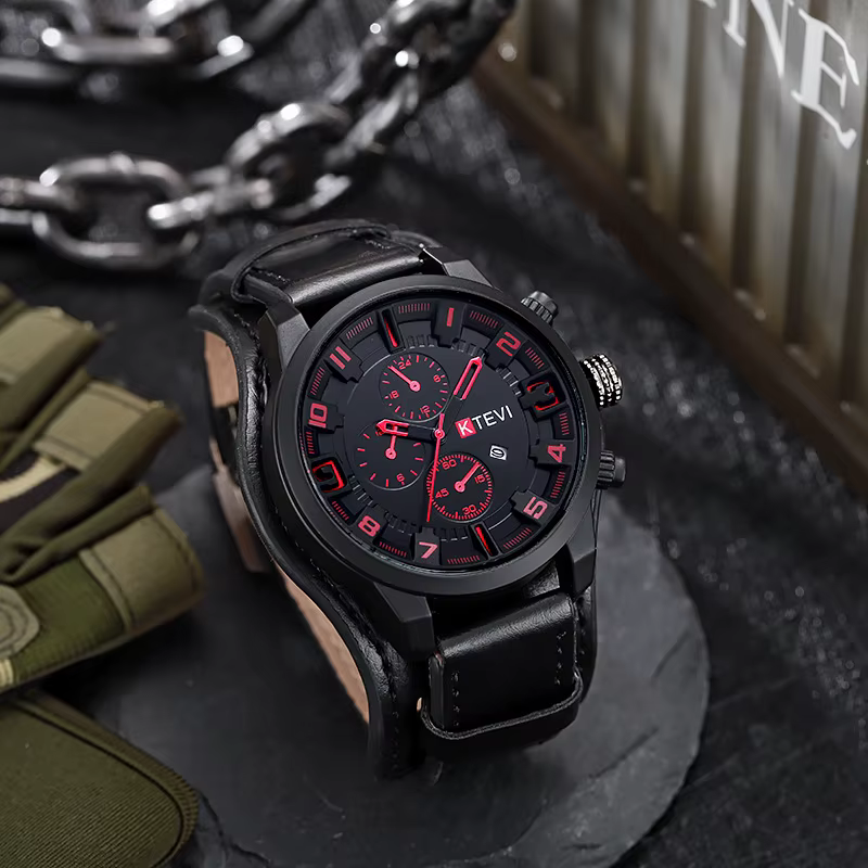 Montres rétro pour hommes, montre de luxe haut de gamme pour homme, bracelet en cuir PU, montre à qu