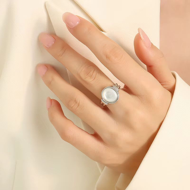 Veora-Bagues coquillages en acier inoxydable pour femmes, sweat-shirts 18 carats, matiques en acier 