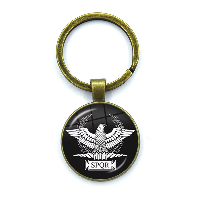 Rétro Spqr Empire romain légions verre pendentif porte-clés bijoux charme sac Souvenir porte-clés