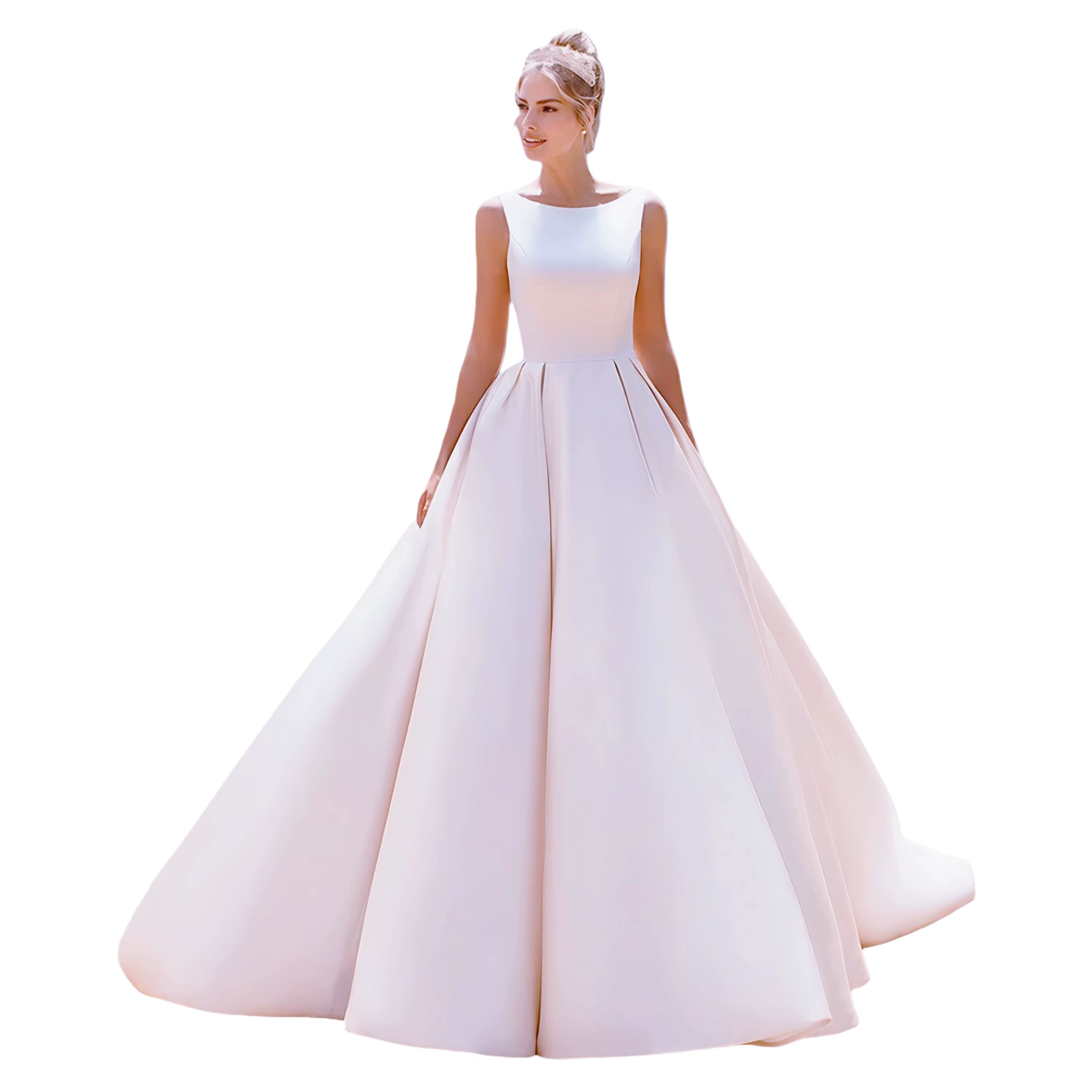 Robes de mariée champagne élégantes sans manches Scoop Illusion dos Applique robe de bal robe de mar