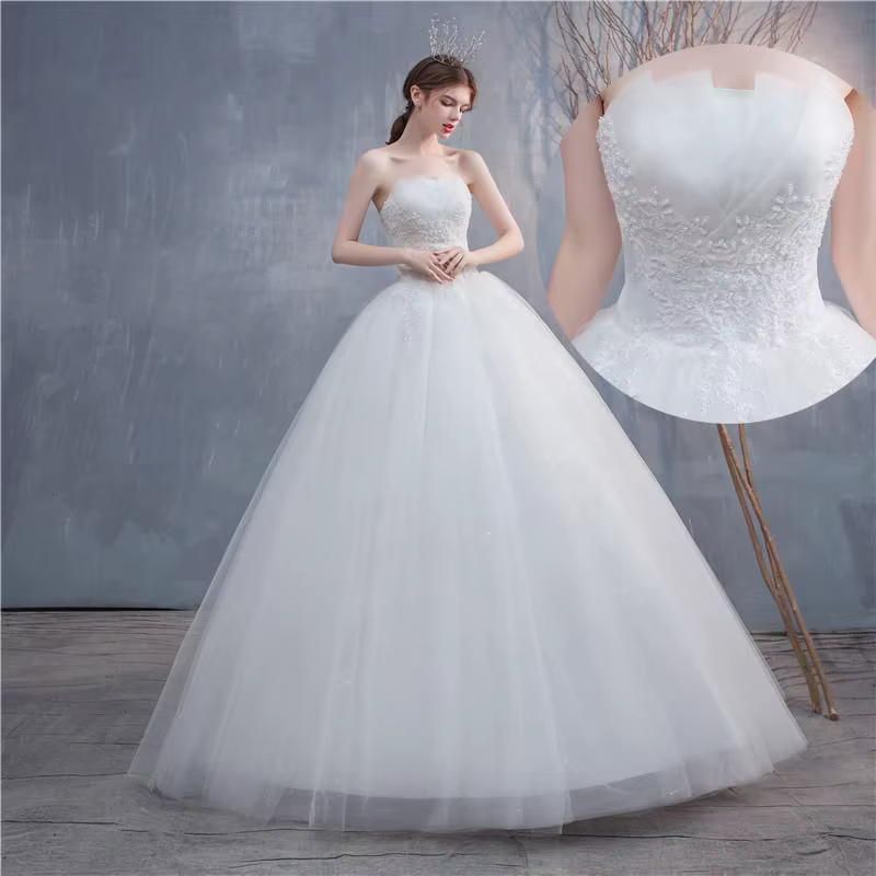 Robe de mariée simple sans bretelles pour femmes, grande taille, sur mesure, à lacets, longueur au s