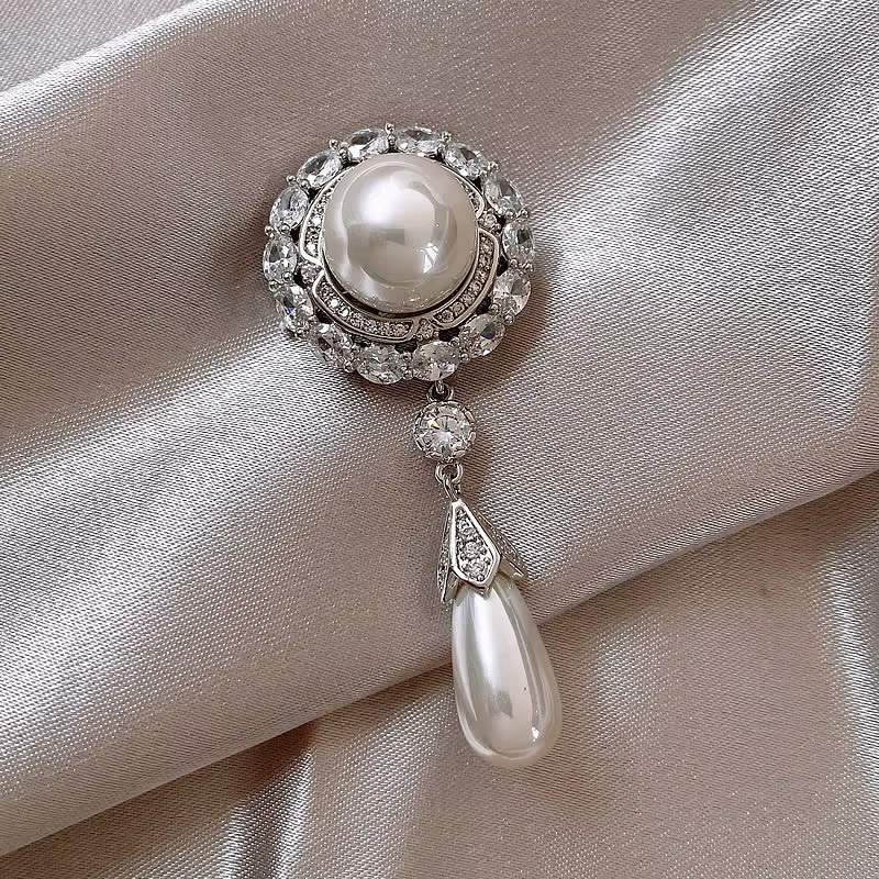Broches en perles pour femmes, Vintage, mode, pendentif en perles de Zircon, broches, fête de mariag