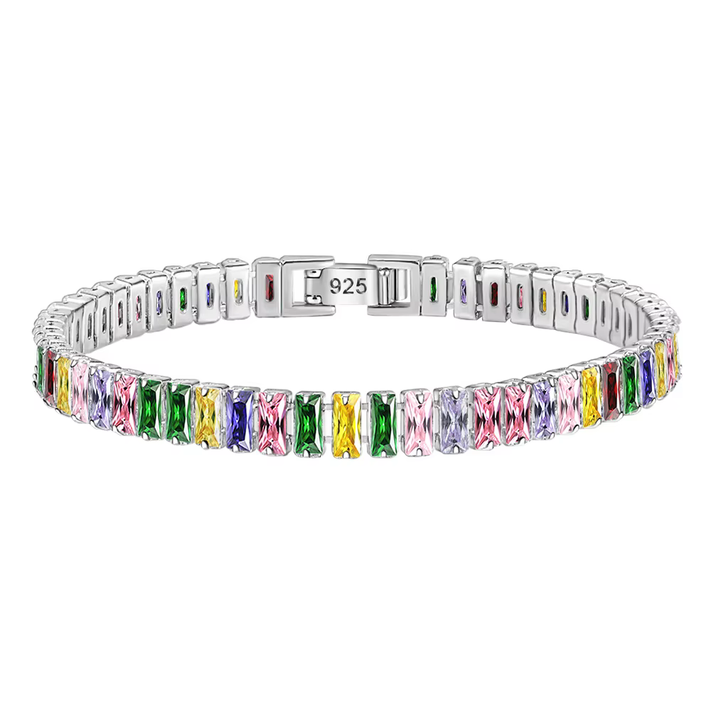 LiHong 925 Bracelet en argent Sterling lumière de luxe coloré zircone main bijoux Bracelet femmes ch