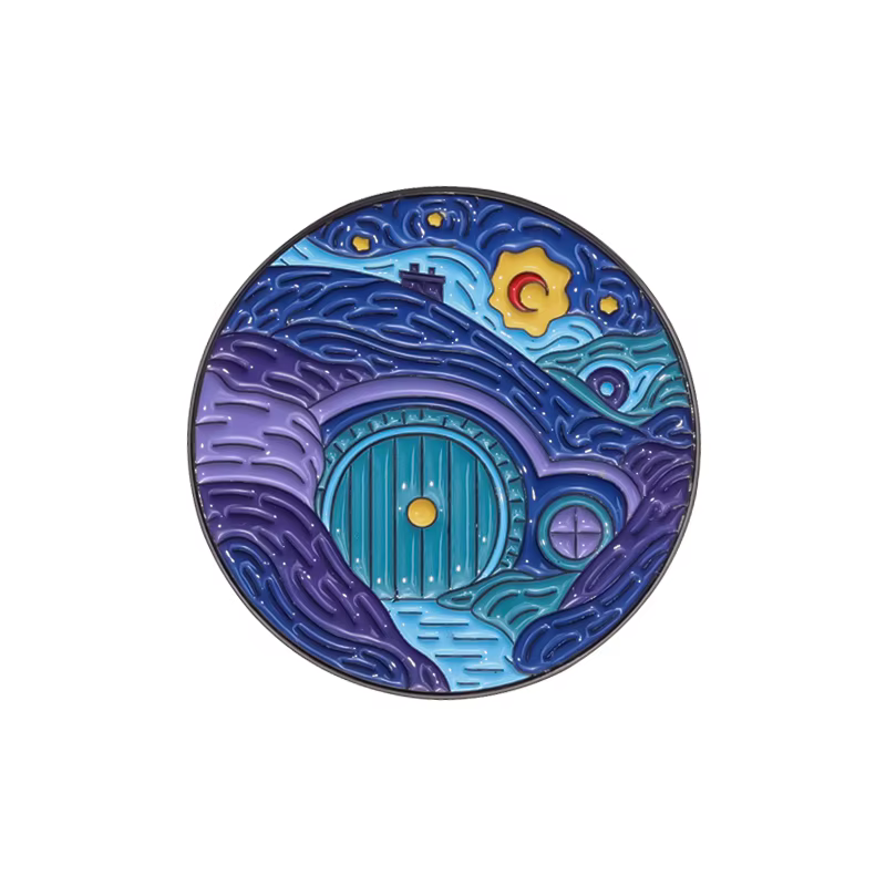 Van Gogh peinture à l'huile ciel étoilé émail broche fantaisie films périphériques porte des rois br