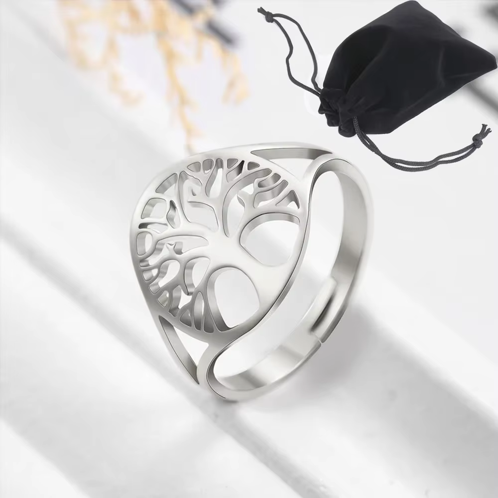 Skyrim – bague arbre de vie en acier inoxydable, couleur or, bagues réglables, bijoux Amuelt, cadeau