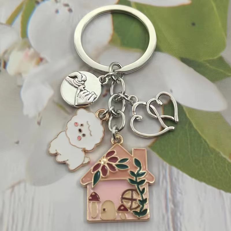 Porte-clés de famille père mère enfant, amour maison chien parents, accessoires de sac à main pour f