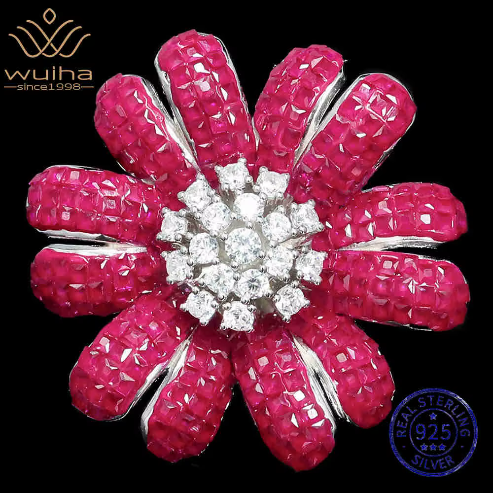 WUIHA Vintage 925 en argent Sterling laboratoire saphir rubis diamants à haute teneur en carbone pie