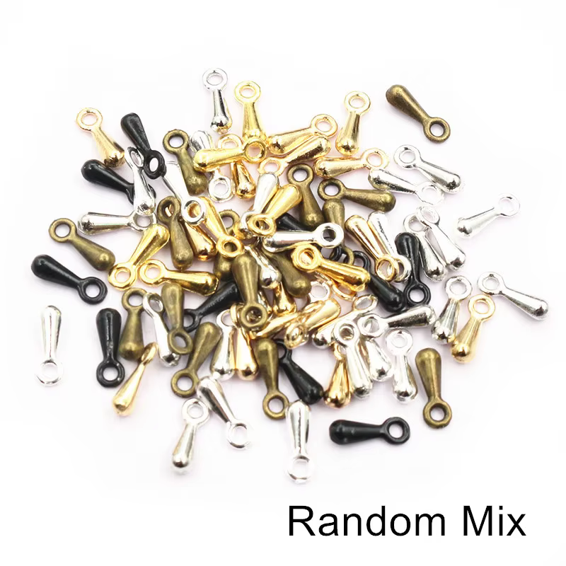 Lot de 100 pendentifs pour collier, 6 couleurs, 7x3mm, breloques, boucles d'oreilles, accessoires de