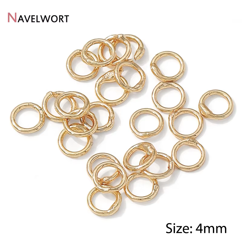 Anneau de saut fermé solide en laiton plaqué or 14K, connecteur d'anneau fermé de 4mm/5mm/6mm/7mm/8m