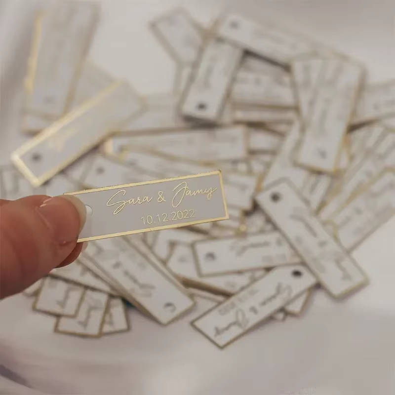 Étiquettes cadeaux personnalisées pour invités avec finition dorée, mariage, baptême, anniversaire, 