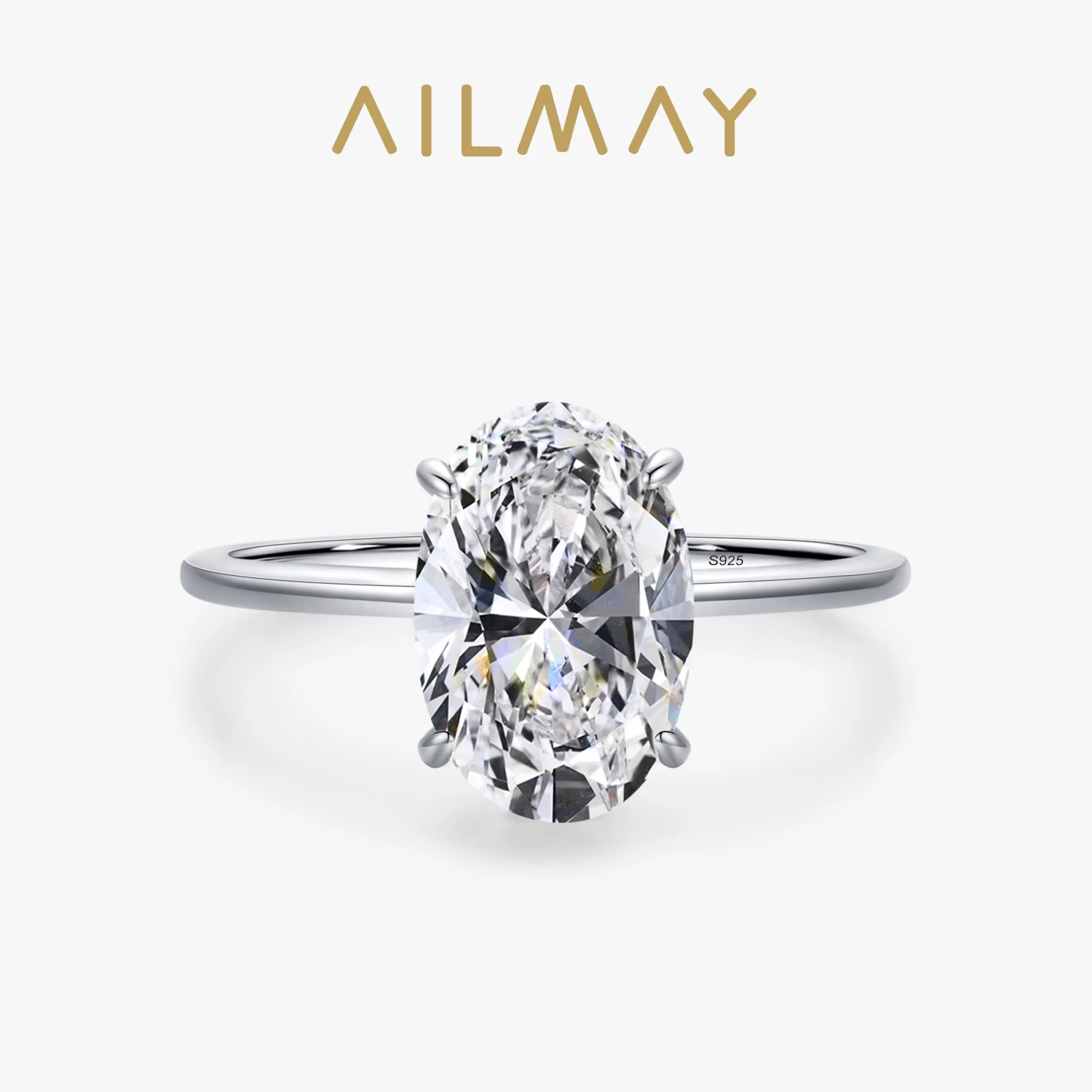 Ailmay – bague de mariage 3CT en argent Sterling 925, bagues de fiançailles ovales en zircone transp