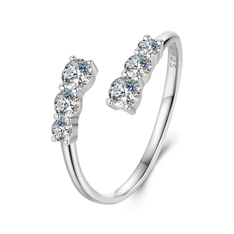 Bamoer U – bague ouverte en argent Sterling 925, design unique en Moissanite, 3 tailles, certifiée, 