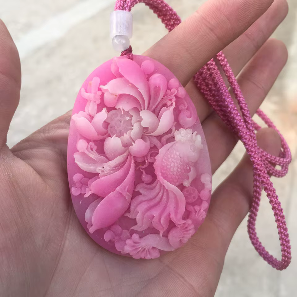 Chaîne de pull en Jade, fleur de pêche, opale naturelle, Style Super féerique, encre, avec poisson, 