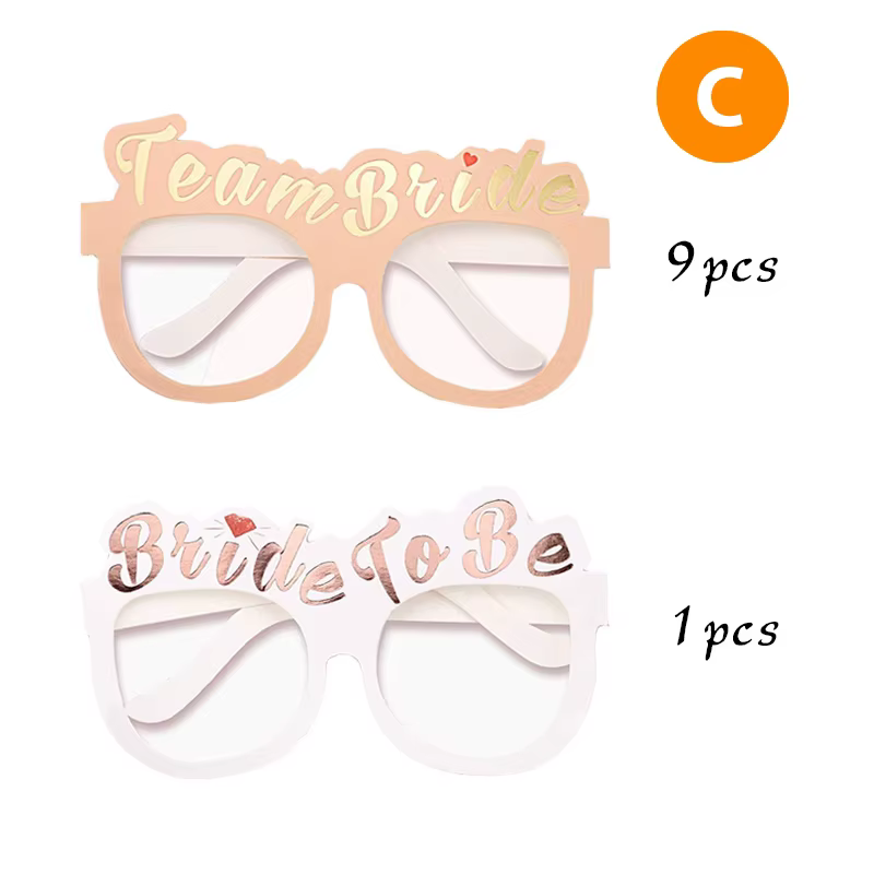 Lunettes en papier pour enterrement de vie de jeune fille, or rose, blanc, pour future mariée