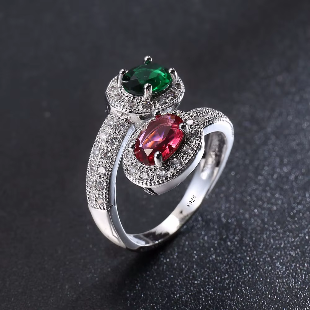 Bague en argent regardé 925 pour femme, bijoux de mariage, design rétro, AAA, cubique coloré, vintag