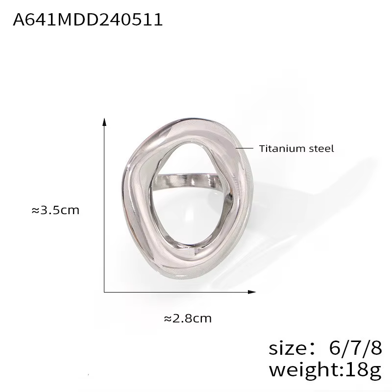 Grand anneau plaqué or en acier inoxydable 316L pour femmes, ovale, creux, personnalité, bijoux de l