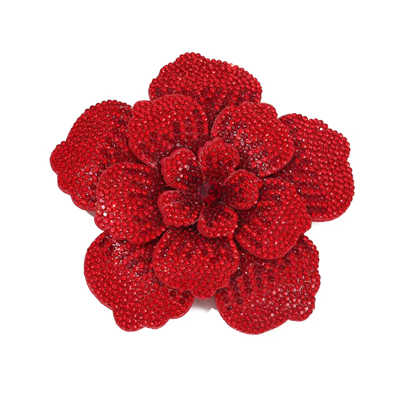 Broche tridimensionnelle en strass camélia Rose pour femmes, épingle à la mode, bijoux de luxe haut 