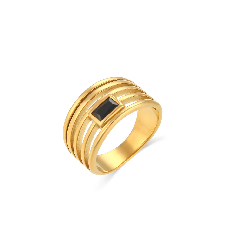 Liquidation vente Vintage fleurs géométrique brillant Zircon pierre naturelle en acier inoxydable an